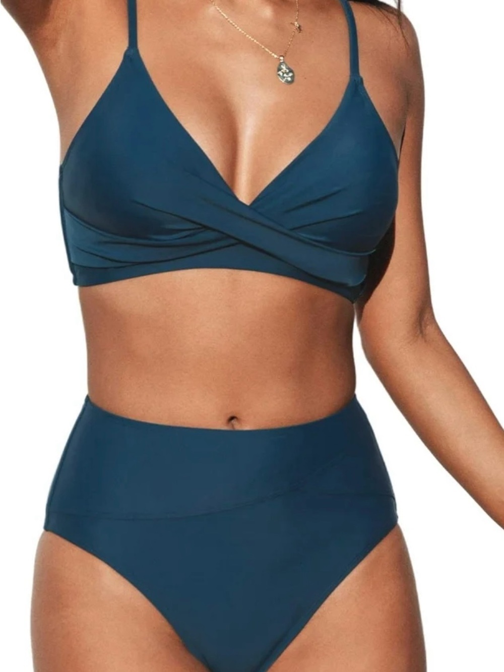 NWT Cupshe Marsala Blue Twist High Waisted Bikini Set - Size M